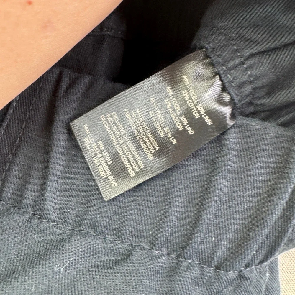 Banana Republic Pull On Crop Pants L Black Linen Lyocell Minimalist Utility